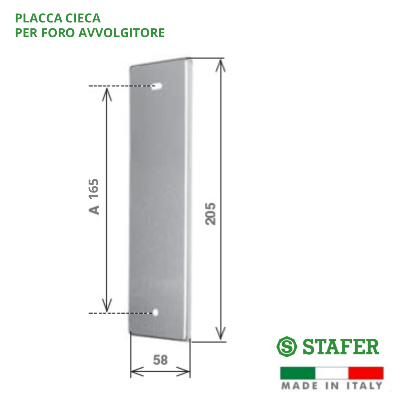 Placca cieca - Interasse 165mm.