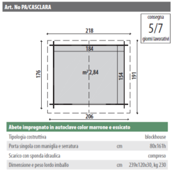 Casetta impregnata Mod. CLARA 206x176cm. - Caratteristiche